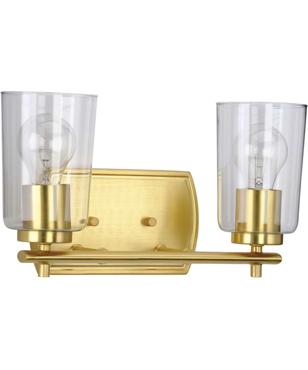 Adley 2-Light Clear Glass New Traditional Bath Vanity Light Satin Brass