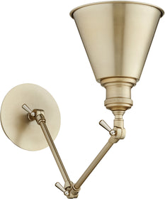 7"W 1-light Wall Mount Light Fixture Aged Brass