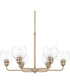 Mid-Century 6-Light Chandelier In Aged Brass With Clear Glass