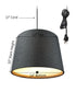 14"W 2 Light Swag Plug-In Pendant  Drum Granite Gray Burlap with Diffuser Black Cord