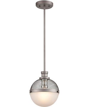 Calabria 1-Light Mini Pendant Weathered Zinc/Polished Nickel/Frosted Glass