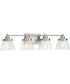 Hinton 4-Light Clear Seeded Glass Farmhouse Bath Vanity Light Brushed Nickel