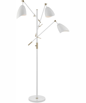Tanko 1-Light 3-Light Metal Floor Lamp Antique Brass/White