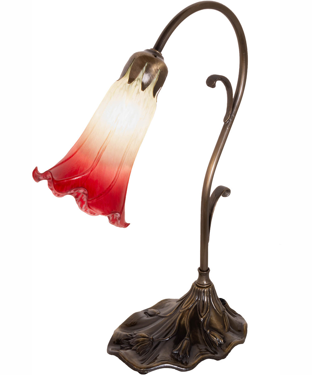 15" High Seafoam/Cranberry Tiffany Pond Lily Accent Lamp