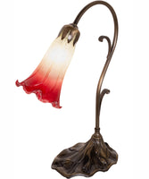 15" High Seafoam/Cranberry Tiffany Pond Lily Accent Lamp