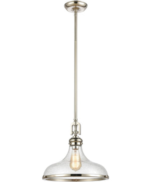 Rutherford 1-Light Pendant Polished Nickel/Seedy Glass