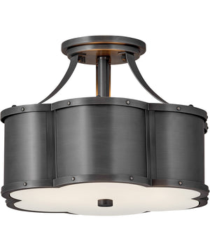 Chance 2-Light Small Semi-flush Mount in Blackened Brass