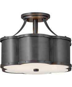 Chance 2-Light Small Semi-flush Mount in Blackened Brass