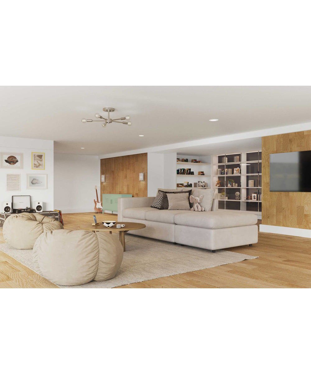 Delayne 5-Light Mid-Century Modern Semi-Flush Mount Light Brushed Nickel