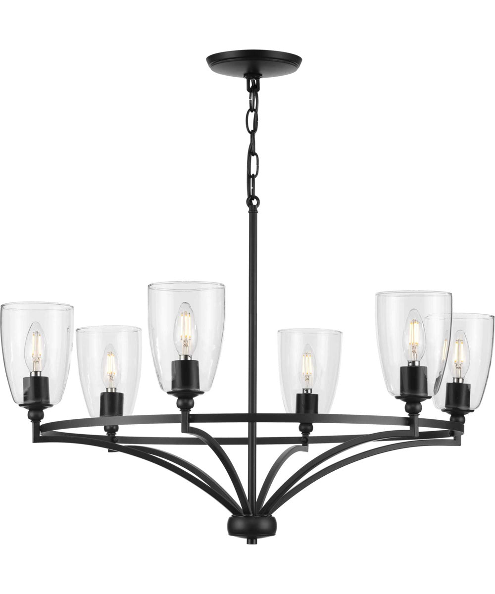 Parkhurst 6-Light New Traditional Clear Glass Chandelier Light Matte Black