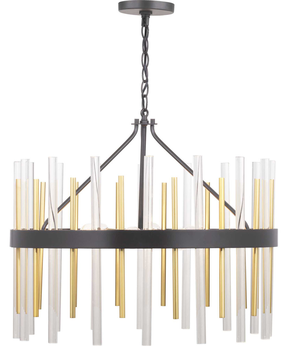 Orrizo 6-Light Clear Glass Luxe Chandelier Light Matte Black