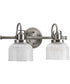 Archie 2-Light Clear Double Prismatic Glass Coastal Bath Vanity Light Antique Nickel