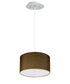 16" W 2 Light Pendant Chocolate Burlap Shade with Diffuser, White Cord