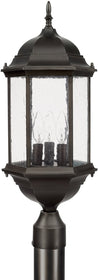 24"H Main Street 3-Light Outdoor Post Lantern Rain or Shine - Old Bronze