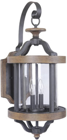 26"H Ashwood 2-Light Outdoor Wall Light Textured Black/Whiskey Barrel