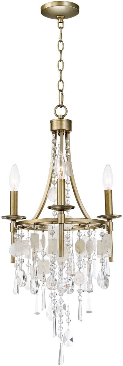 15"W Cebu 3-Light Chandelier Capiz / Gold Silver
