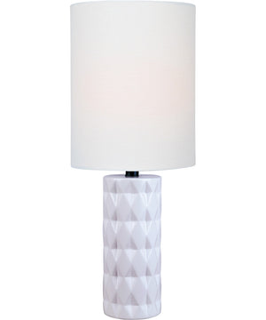 Delta 1-Light Mini Table Lamp White Ceramichrome/ White Linen Shade