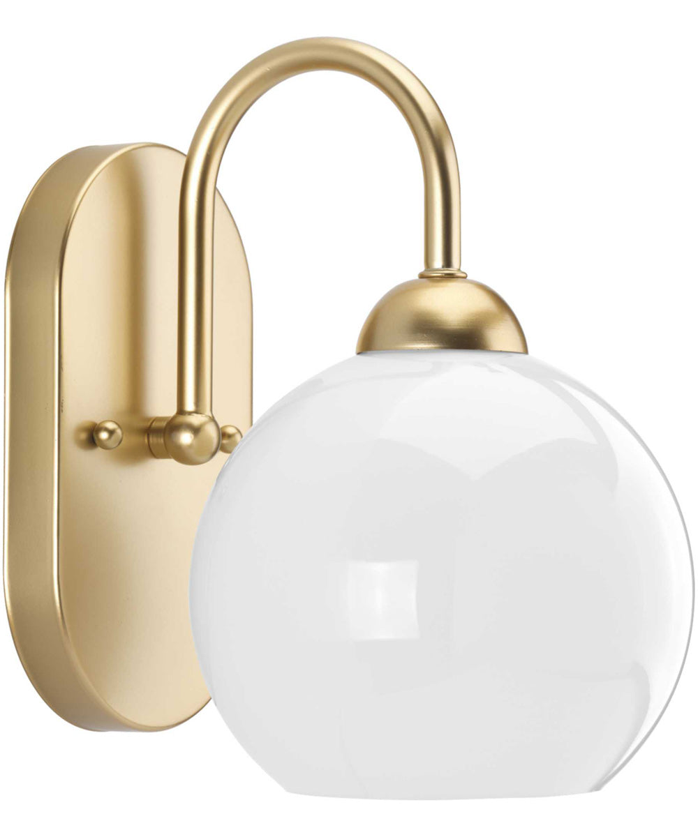 Carisa 1-Light Opal Glass Mid-Century Modern Bath Vanity Light Vintage Gold