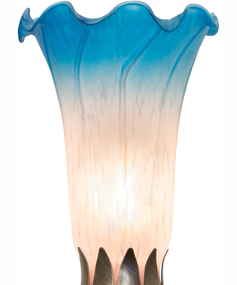 15" High Pink/Blue Tiffany Pond Lily Nouveau Lady Accent Lamp