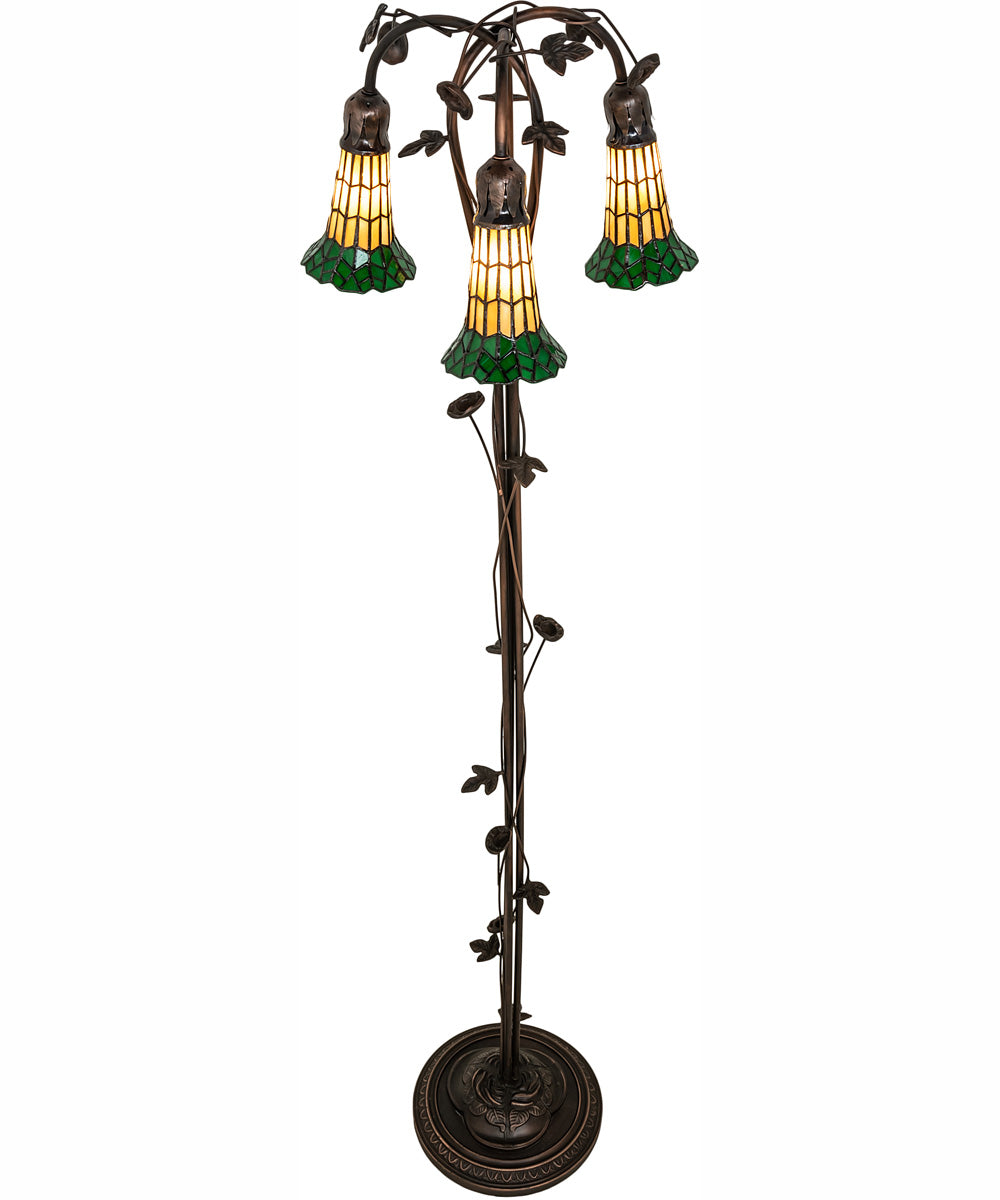 58" High Stained Glass Pond Lily 3 Light Floor Lamp