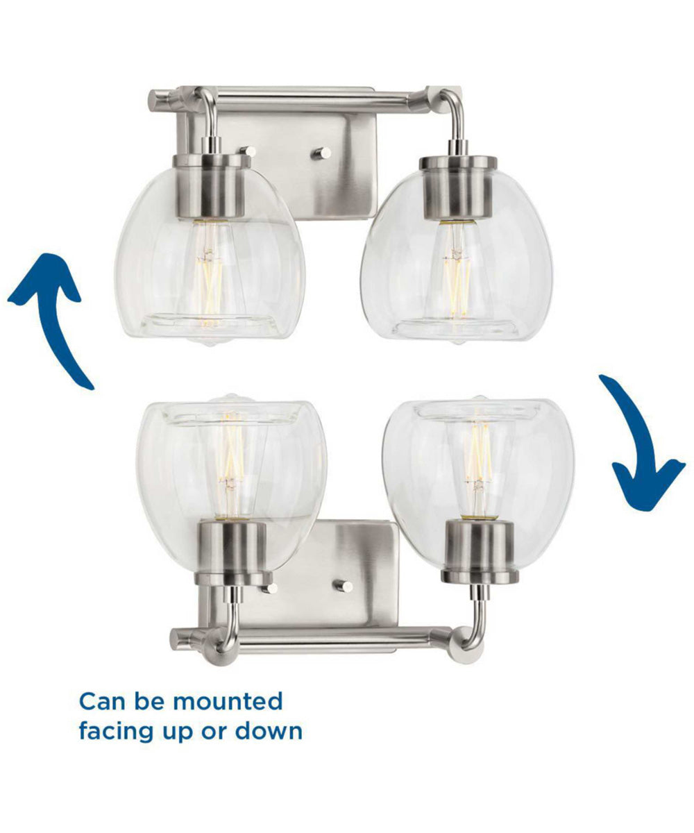 Caisson 2-Light Clear Glass Urban Industrial Bath Vanity Light Brushed Nickel