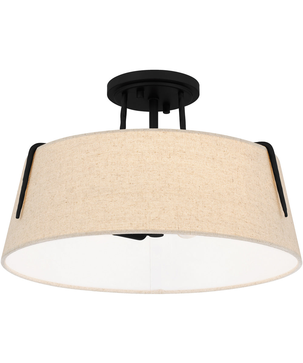 Leona 3-light Semi Flush Mount Matte Black