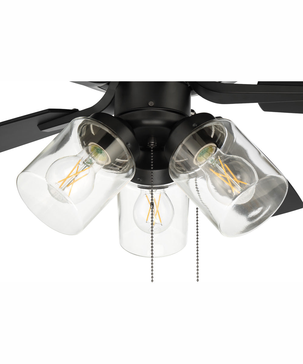 52" Outdoor Pro Plus 104 Clear 3-Light Indoor/Outdoor Ceiling Fan Flat Black