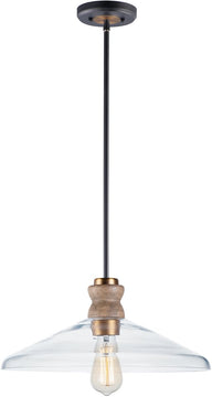 16"W Nelson 1-Light Pendant Weathered Oak / Antique Brass