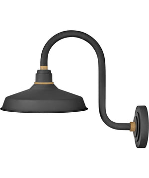 1-Light Small Tall Gooseneck Outdoor Barn Light in Textured Black