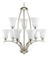 Joy 9-Light Etched White Inside Glass Traditional Chandelier Light Brushed Nickel