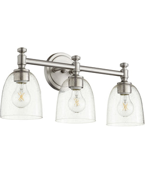 22"W Rossington 3-light Bath Vanity Light Satin Nickel w/ Clear/Seeded