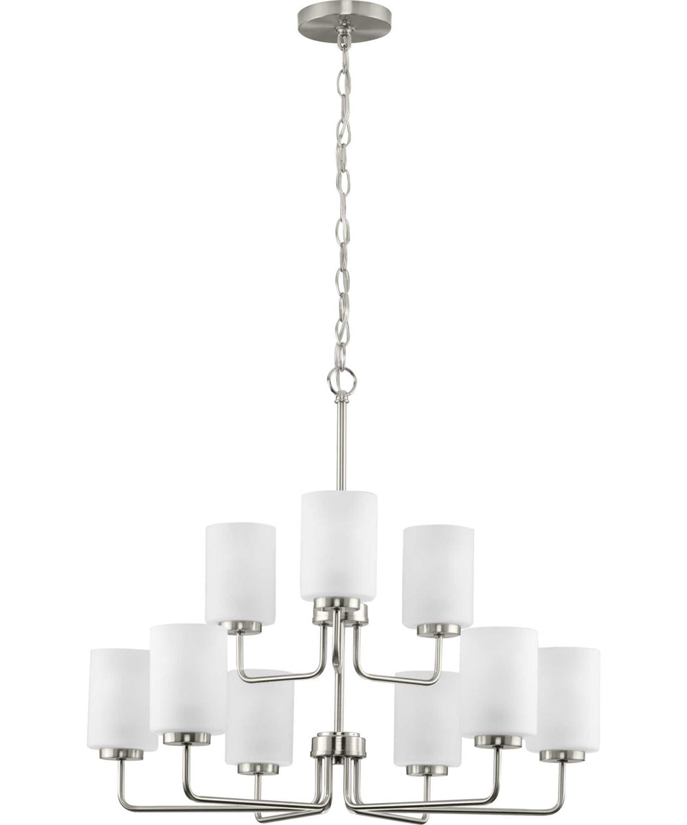 Merry 9-Light Etched Glass Transitional Style Chandelier Light Brushed Nickel