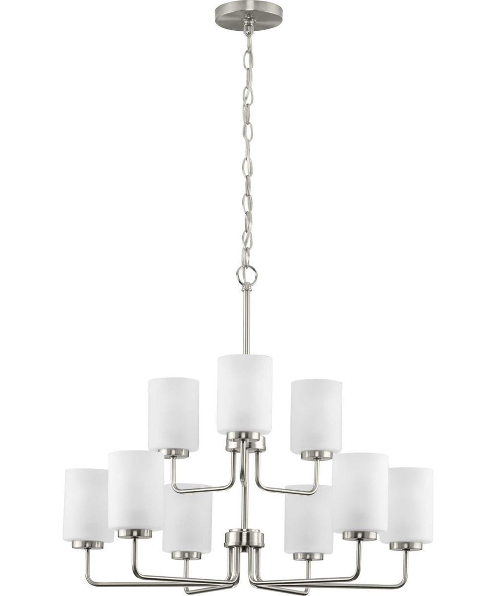 Merry 9-Light Etched Glass Transitional Style Chandelier Light Brushed Nickel