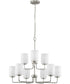Merry 9-Light Etched Glass Transitional Style Chandelier Light Brushed Nickel