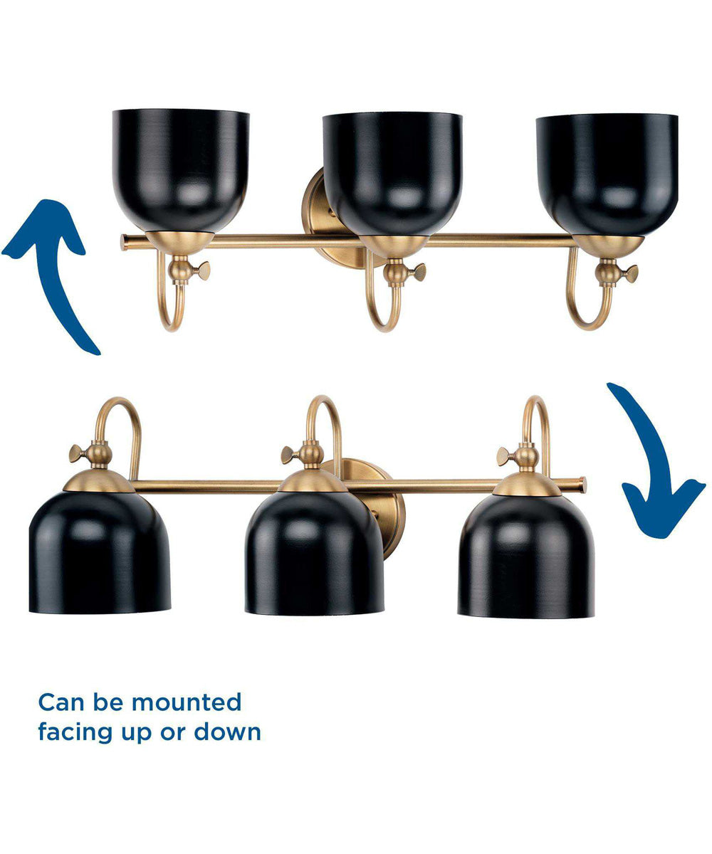 Dalton 3-Light Farmhouse Metal Shade Bath Vanity Light Vintage Brass