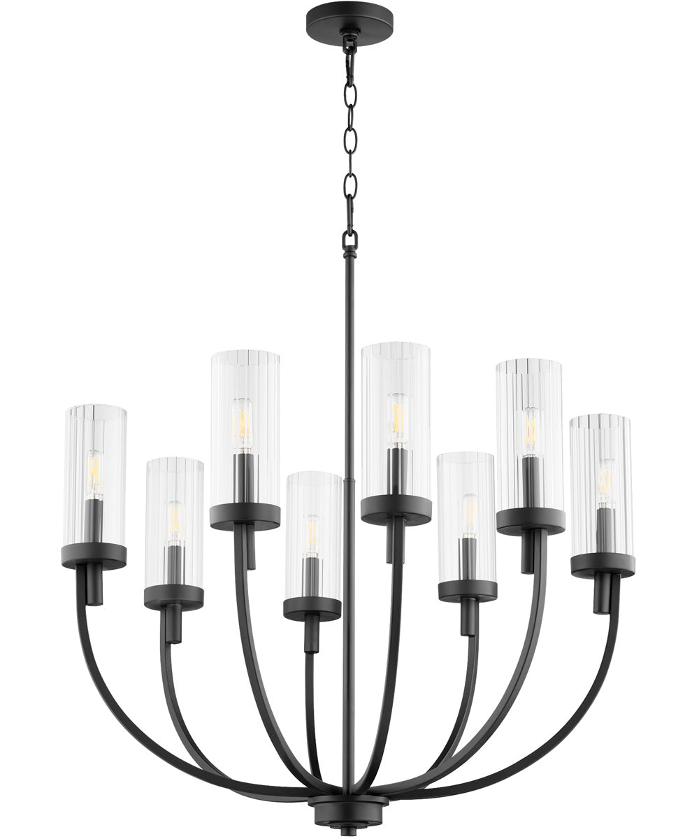 Ladin 8-light Chandelier Textured Black w/ Clear Glass