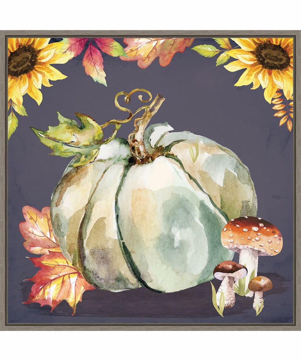 Framed Mushrooms and Pumpkin by Art Nd Canvas Wall Art Print (30  W x 30  H), Sylvie Greywash Frame