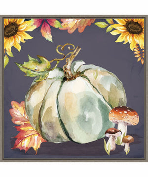 Framed Mushrooms and Pumpkin by Art Nd Canvas Wall Art Print (30  W x 30  H), Sylvie Greywash Frame