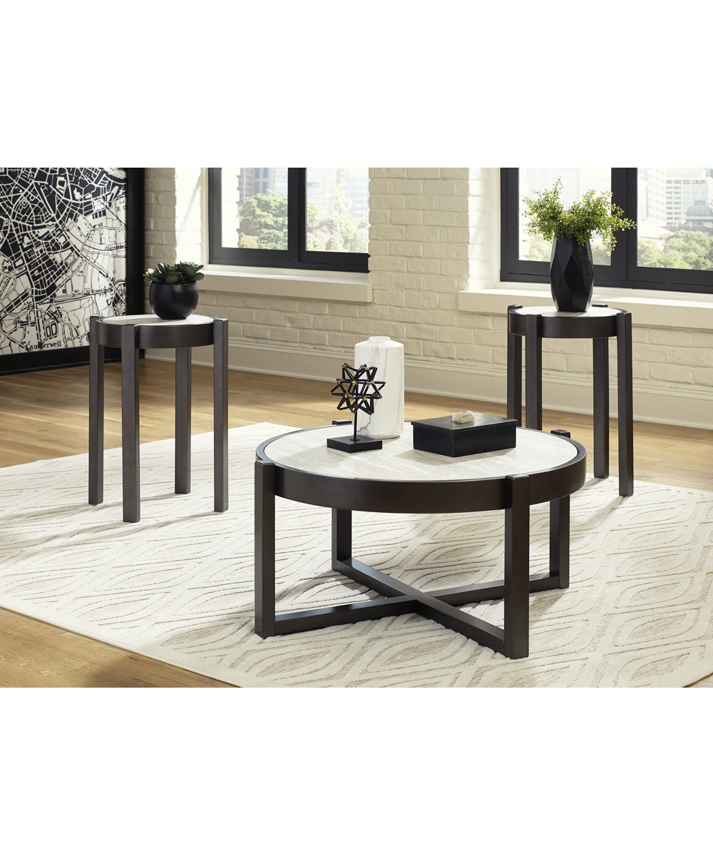 Lannoli Occasional Table Set (3/CN) Beige/Pewter