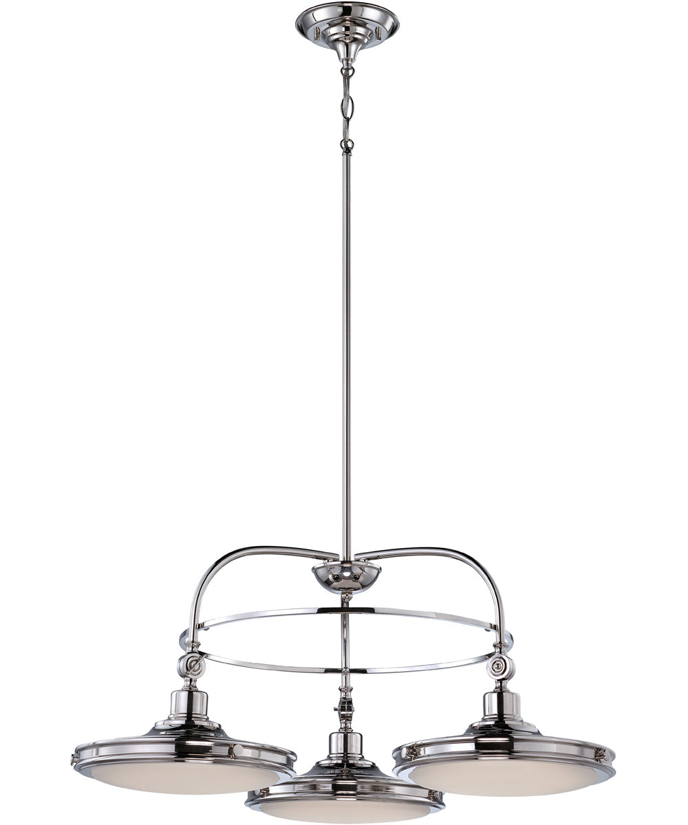30"W Houston 3-Light Chandelier Polished Nickel