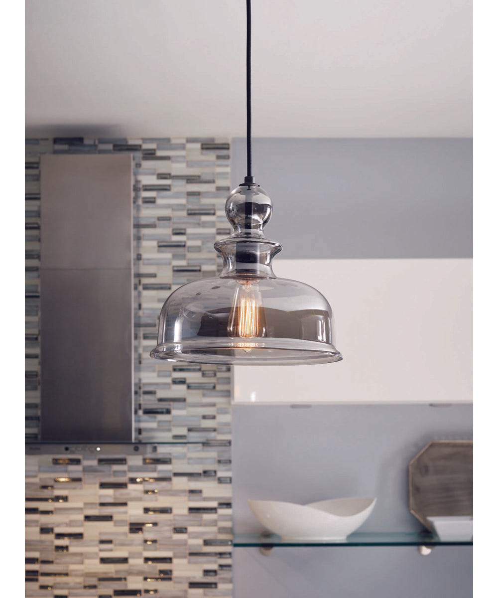Staunton 1-Light Smoke Glass Global Pendant Light Graphite