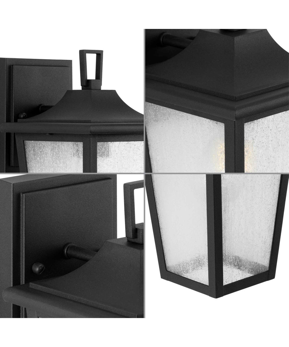 Padgett 1-Light Transitional Clear Seeded Glass Outdoor Wall Lantern Textured Black