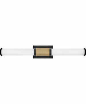 Zevi LED-Light Large LED Vanity in Black with Lacquered Brass Accents