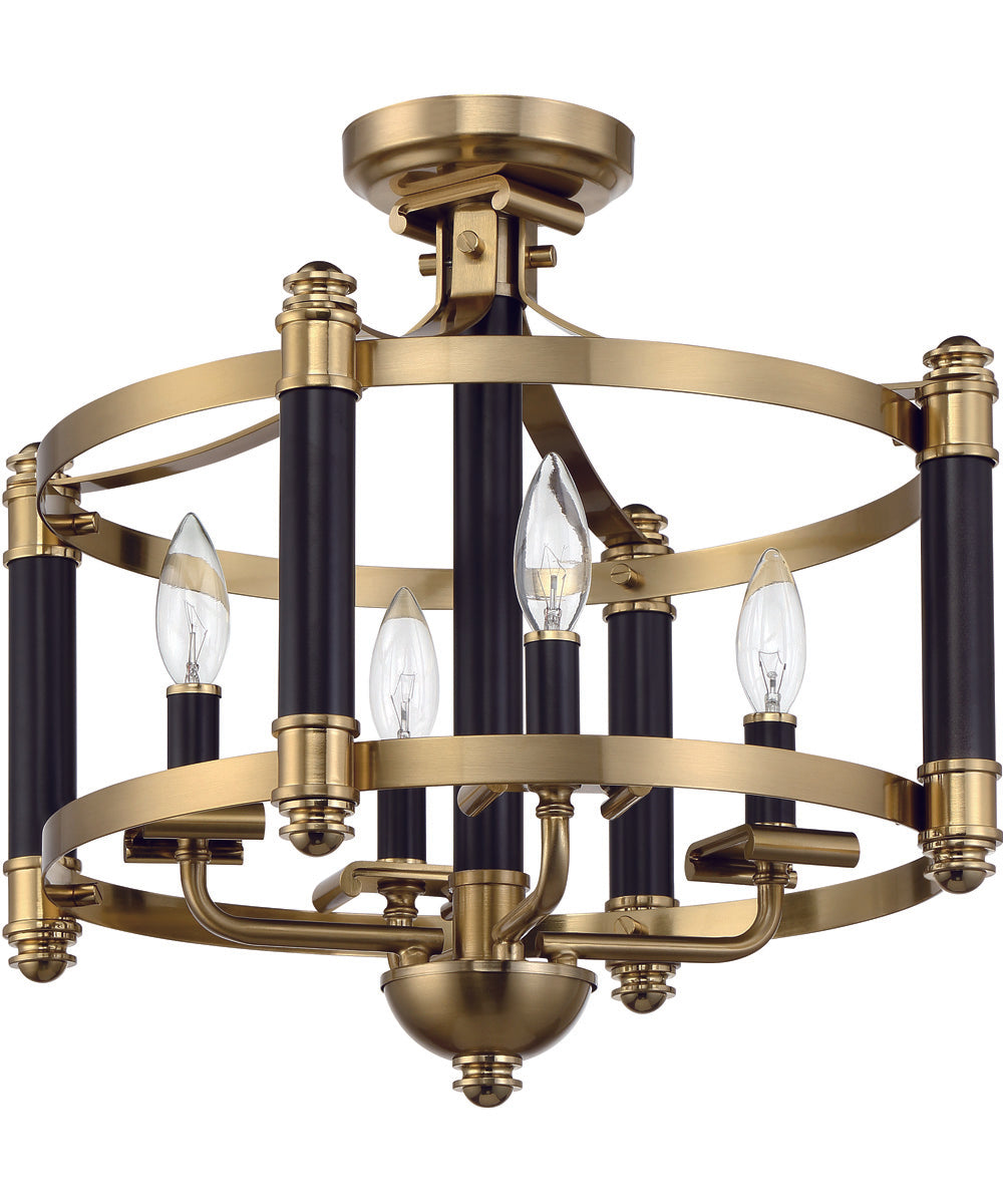 Stanza 4-Light Semi Flush Flat Black/Satin Brass