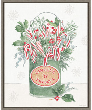 Framed Christmas Charm II by Beth Grove Canvas Wall Art Print (23  W x 28  H), Sylvie Greywash Frame