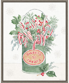 Framed Christmas Charm II by Beth Grove Canvas Wall Art Print (23  W x 28  H), Sylvie Greywash Frame