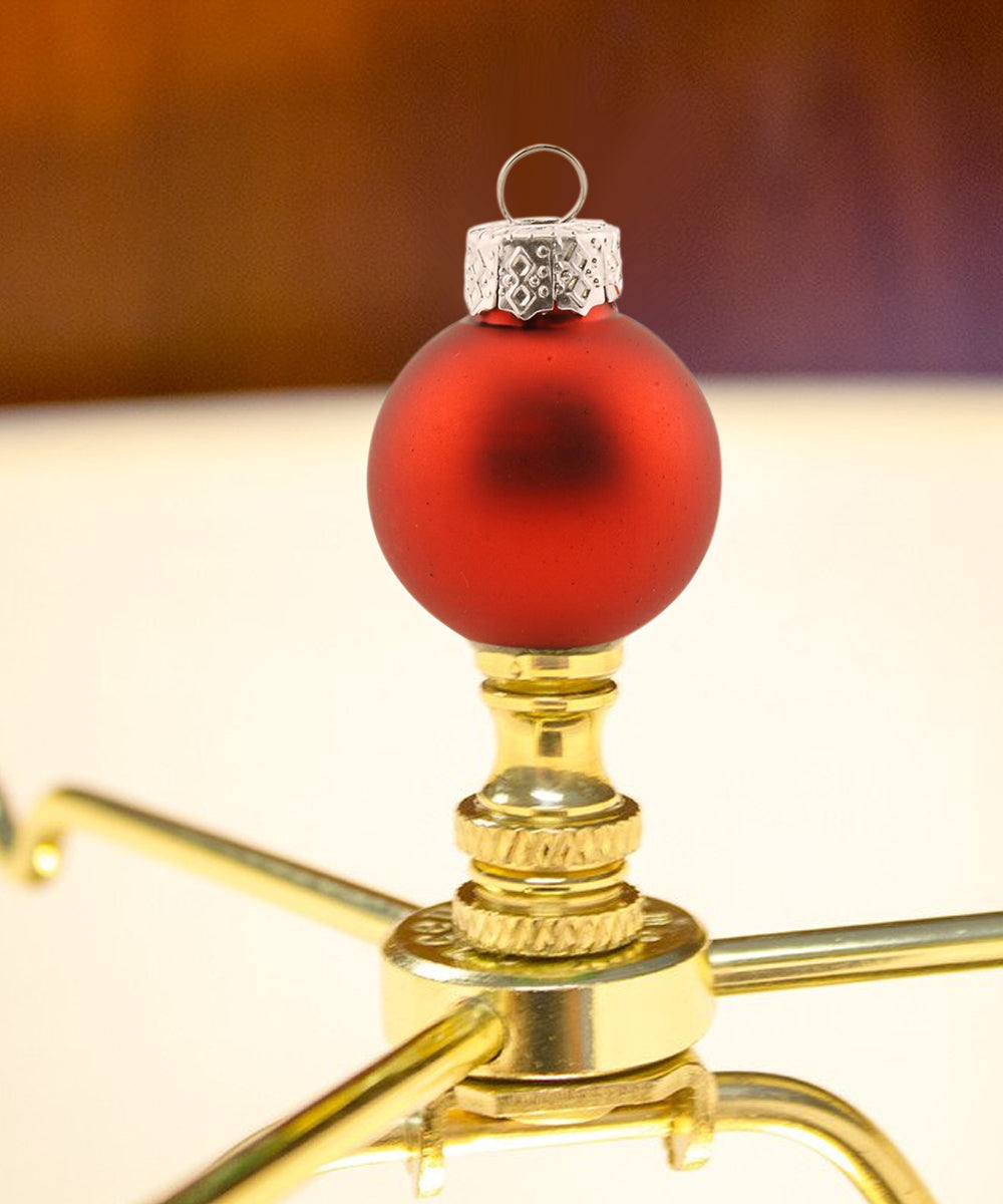Red glass Christmas Ornament Lamp Finial 2.25"h