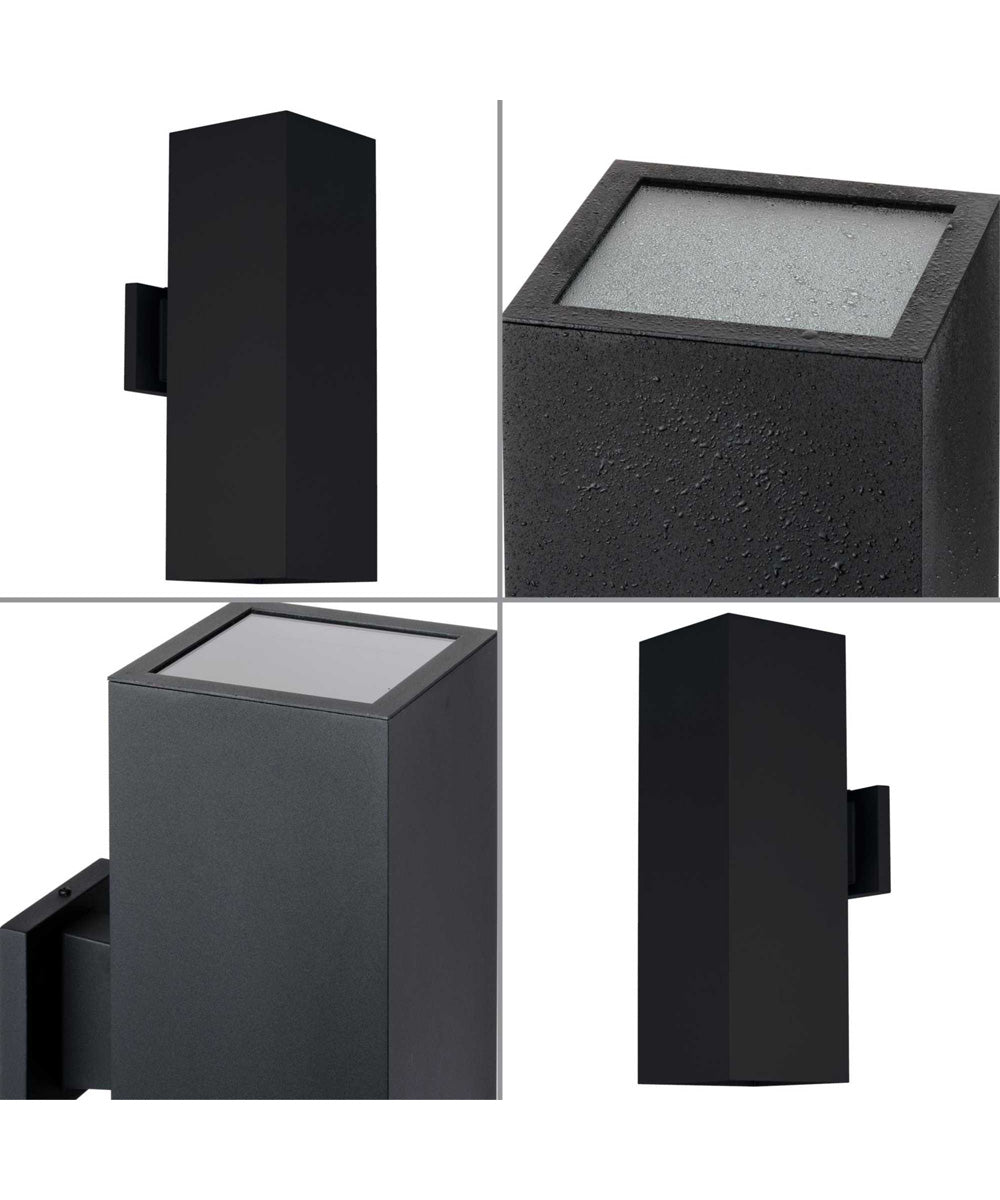 6" Square Up/Down Wall Lantern 2-Light Modern Outdoor Wall Lantern with top lense Black