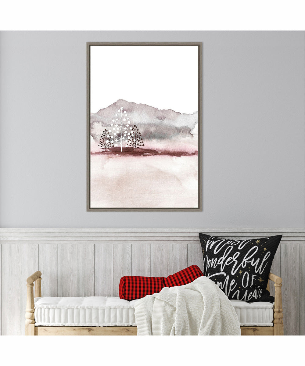 Framed Holiday Time 2 Christmas Trees by Design Fabrikken Canvas Wall Art Print (23  W x 33  H), Sylvie Greywash Frame