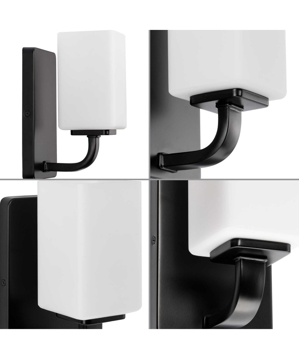 Cowan 1-Light Modern Etched Opal Glass Bath Vanity Light Matte Black